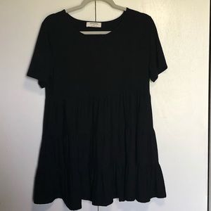 Black Zenana three tier ruffle tee